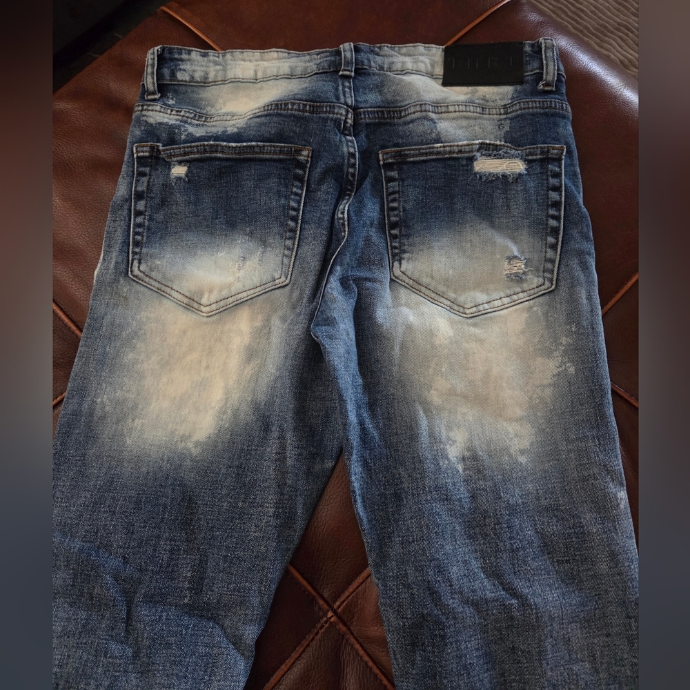 THRT Distressed Blue Slim Ripped Jeans Size 32 - Picture 10 of 14